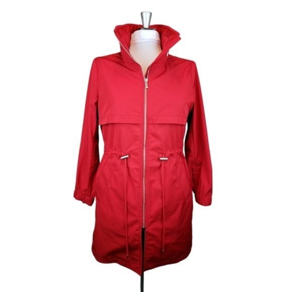 Banana Republic Jackets & Blazers - Banana Republic XS Red Trench Coat Full Zip With Hood